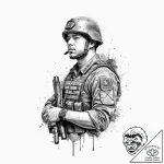 Tattoo sketch soldier with a document, tattoo… – tattoo sketch (№1757142229_0, 06.09.2025 07:03) — tattoovalue.net