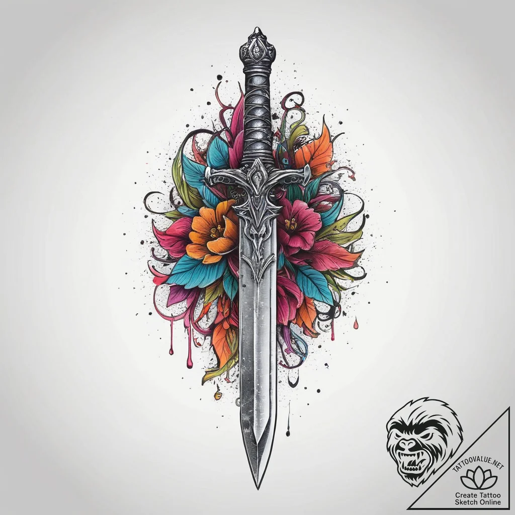 Tattoo sketch sword, artistic tattoo sketch,... - tattoo sketch (№1757143406_0, 06.09.2025 07:23) — tattoovalue.net