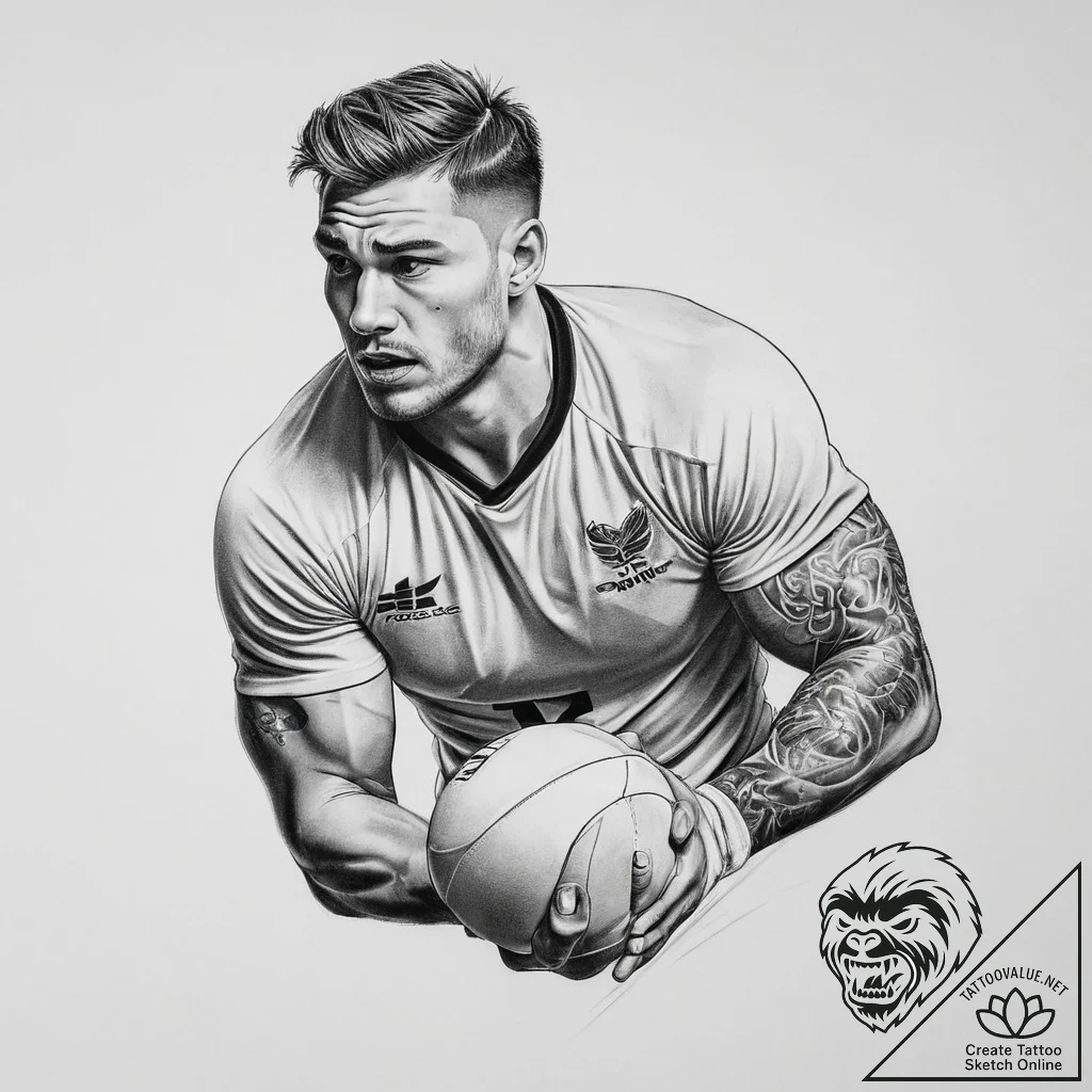 Tattoo sketch rugby player, tattoo flash shee... - tattoo sketch (№1757144584_0, 06.09.2025 07:43) — tattoovalue.net