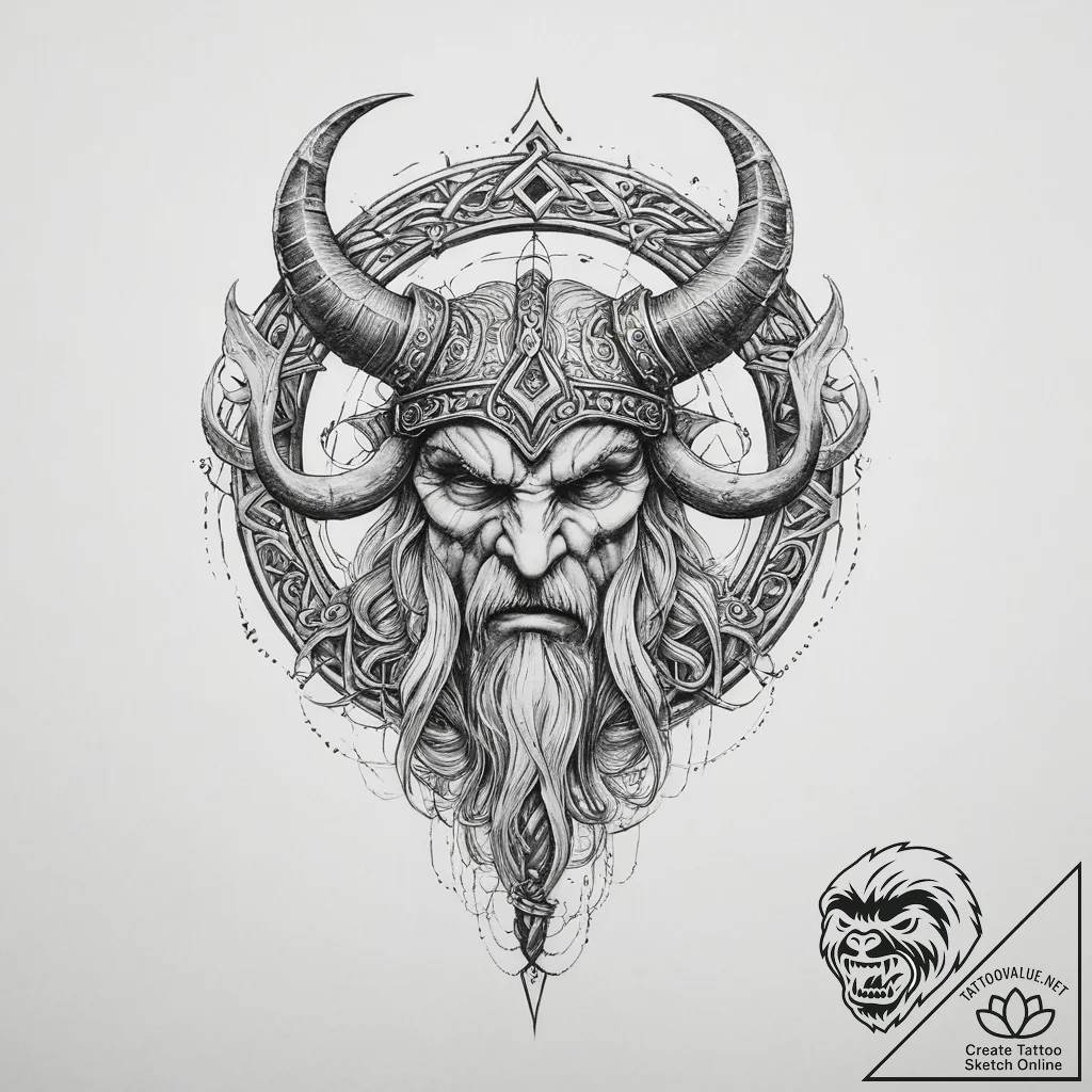 Tattoo sketch triple horn of odin - tattoo sketch (№1757144977_0, 06.09.2025 07:49) — tattoovalue.net