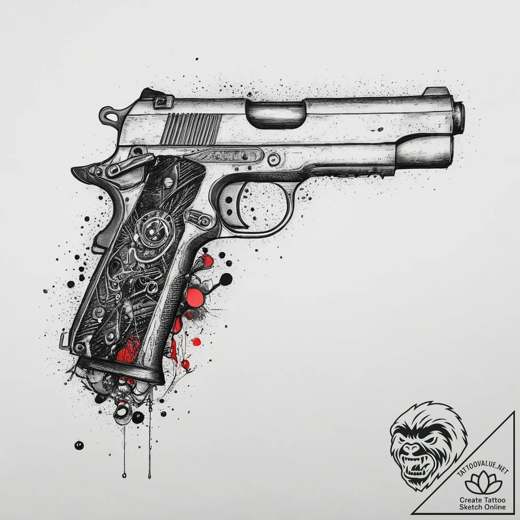 Tattoo sketch machine gun bullets, concept ar... - tattoo sketch (№1757145173_0, 06.09.2025 07:52) — tattoovalue.net