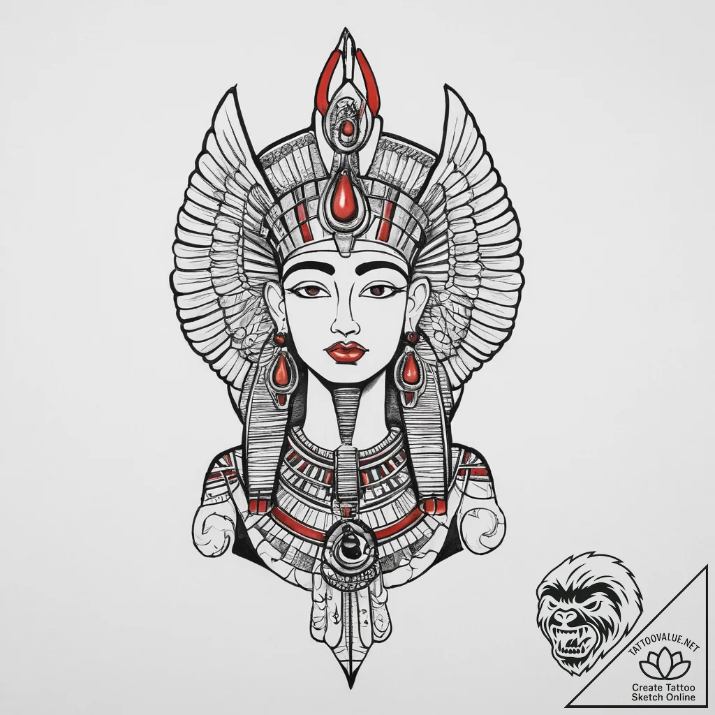 Tattoo sketch egyptian goddess isis, tattoo f... - tattoo sketch (№1757147344_0, 06.09.2025 08:29) — tattoovalue.net