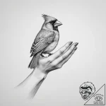 Tattoo sketch hands with a cardinal – tattoo sketch (№1757147930_0, 06.09.2025 08:38) — tattoovalue.net