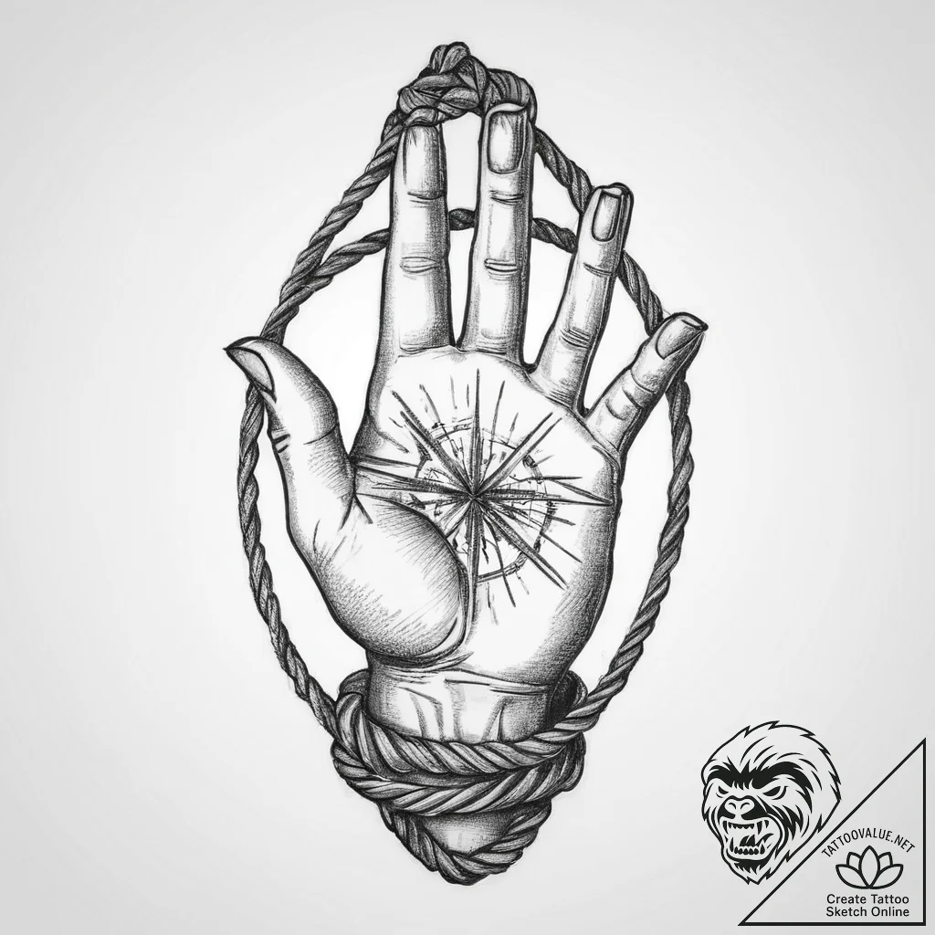 Tattoo sketch hands with a rope, tattoo drawi... - tattoo sketch (№1757148712_0, 06.09.2025 08:51) — tattoovalue.net