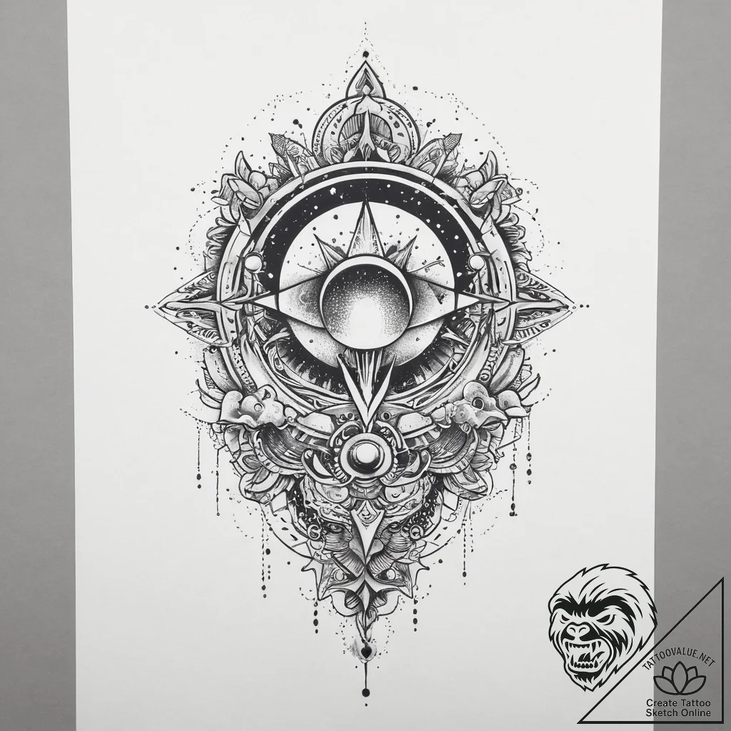Tattoo sketch cosmic representation, tattoo s... - tattoo sketch (№1757149888_0, 06.09.2025 09:11) — tattoovalue.net