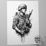 Tattoo sketch soldier with a key, tattoo flas… – tattoo sketch (№1757150869_0, 06.09.2025 09:27) — tattoovalue.net