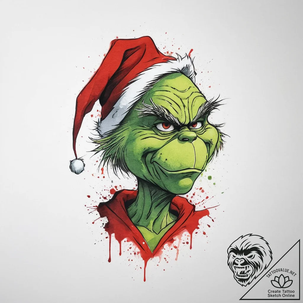 Tattoo sketch the grinch with a scale, tattoo... - tattoo sketch (№1757151065_0, 06.09.2025 09:31) — tattoovalue.net