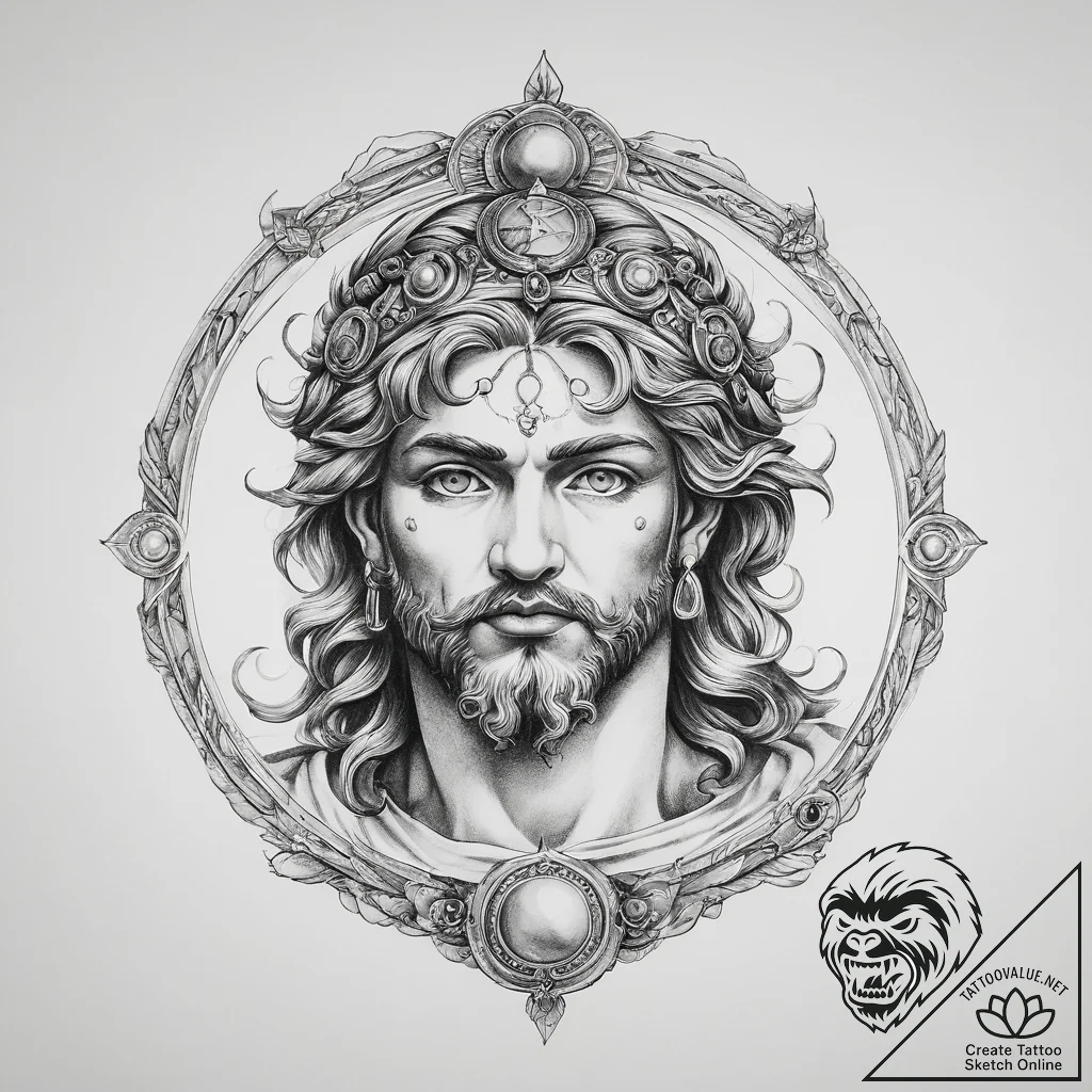 Tattoo sketch roman god jupiter - tattoo sketch (№1757151653_0, 06.09.2025 09:40) — tattoovalue.net