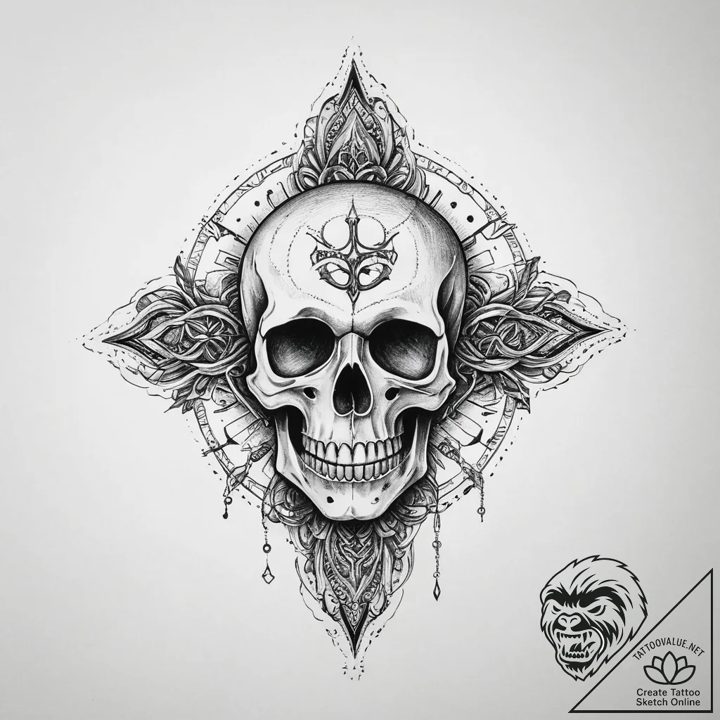 Tattoo sketch череп с магическими символами,... - tattoo sketch (№1757151849_0, 06.09.2025 09:44) — tattoovalue.net