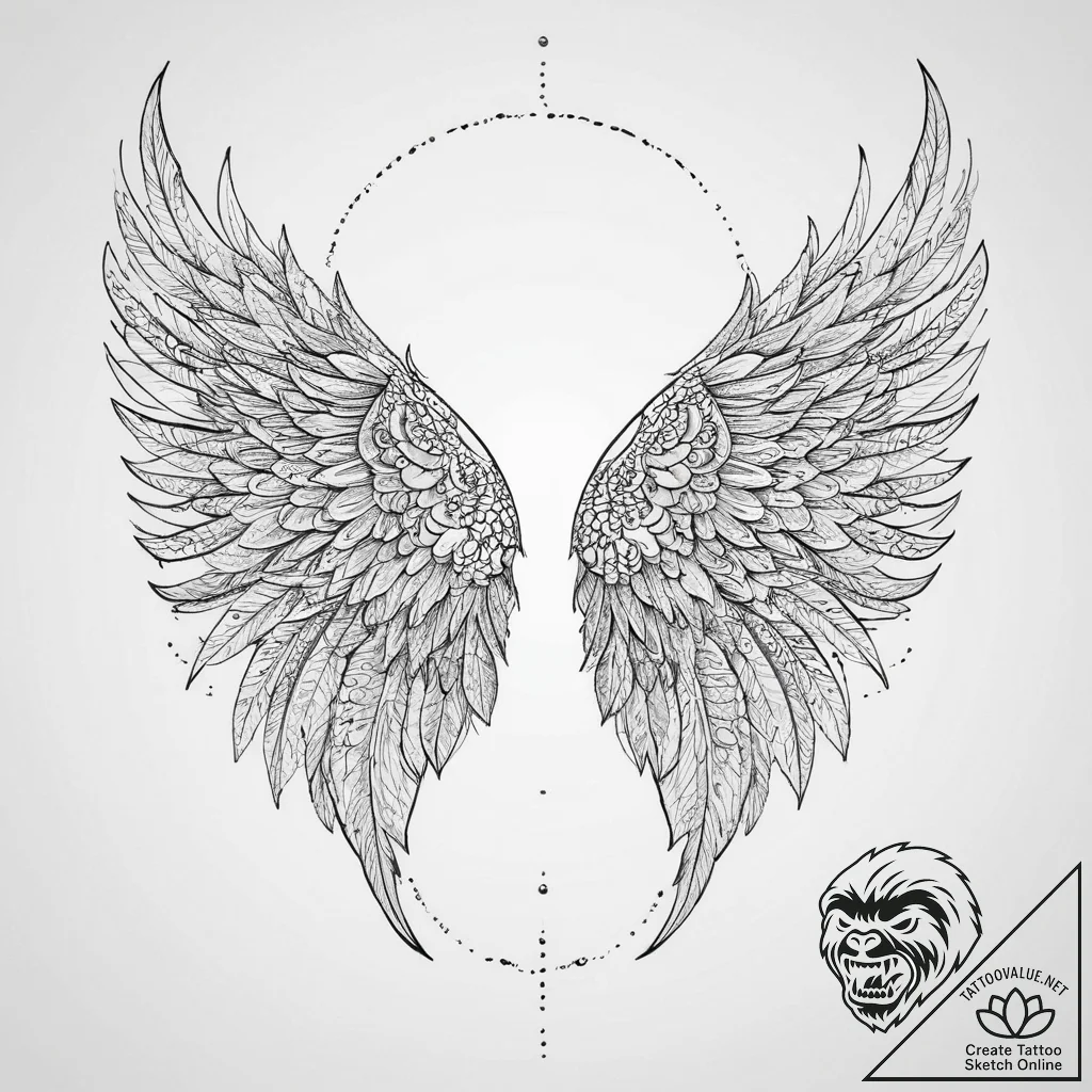 Tattoo sketch angel wings, concept art for ta... - tattoo sketch (№1757152047_0, 06.09.2025 09:47) — tattoovalue.net