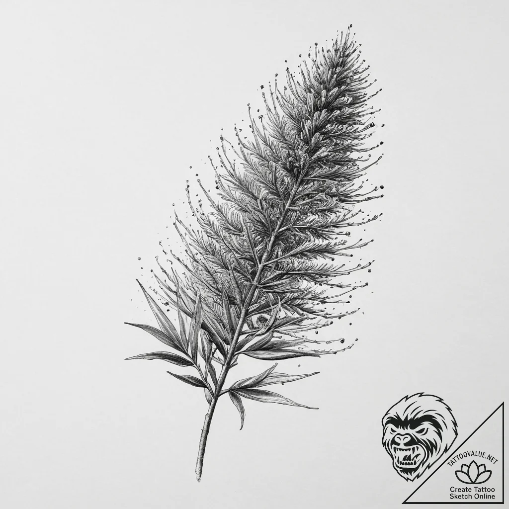 Tattoo sketch bottlebrush, artistic tattoo sk... - tattoo sketch (№1757152242_0, 06.09.2025 09:50) — tattoovalue.net