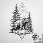 Tattoo sketch pine tree with a bear, tattoo l… – tattoo sketch (№1757152437_0, 06.09.2025 09:53) — tattoovalue.net