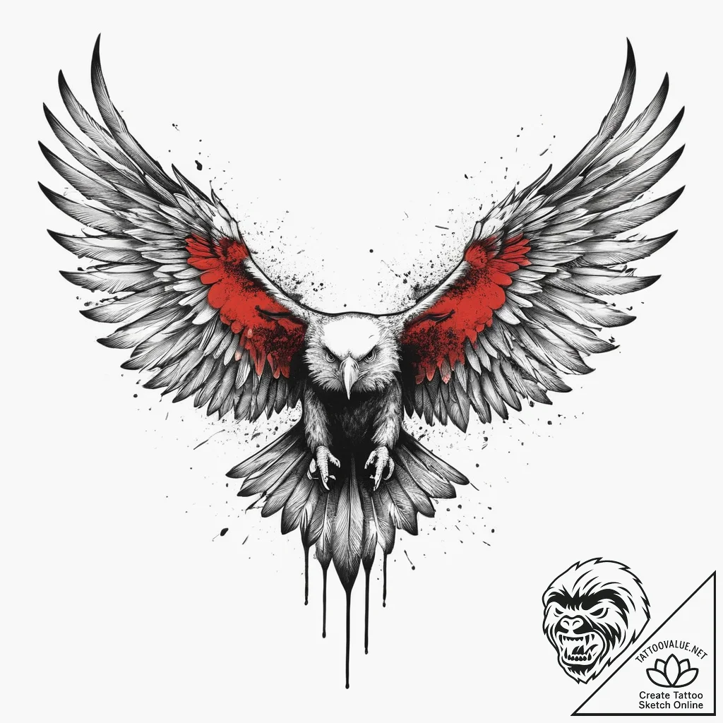 Tattoo sketch spirit animal eagle wings, tatt... - tattoo sketch (№1757153023_0, 06.09.2025 10:03) — tattoovalue.net