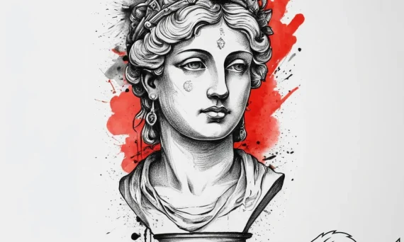Tattoo sketch roman column with a bust, ink i... - tattoo sketch (№1757153611_0, 06.09.2025 10:13) — tattoovalue.net