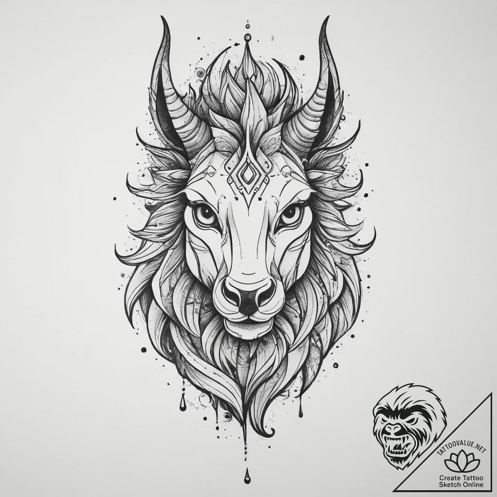 Tattoo sketch kirin, tattoo line art, bold ou... - tattoo sketch (№1757154197_0, 06.09.2025 10:23) — tattoovalue.net