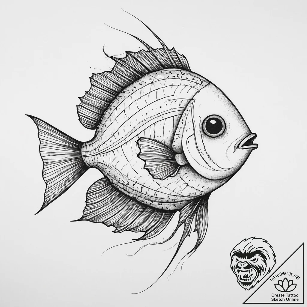 Tattoo sketch hatchetfish, artistic tattoo sk... - tattoo sketch (№1757154393_0, 06.09.2025 10:26) — tattoovalue.net