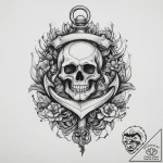 Tattoo sketch anchor with a skull, tattoo dra… – tattoo sketch (№1757154588_0, 06.09.2025 10:29) — tattoovalue.net