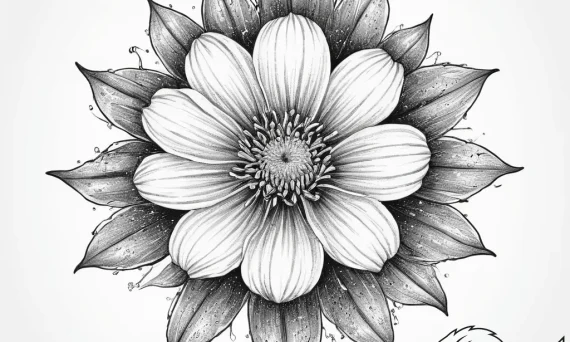 Tattoo sketch aster flower, ink illustration... - tattoo sketch (№1757154980_0, 06.09.2025 10:36) — tattoovalue.net