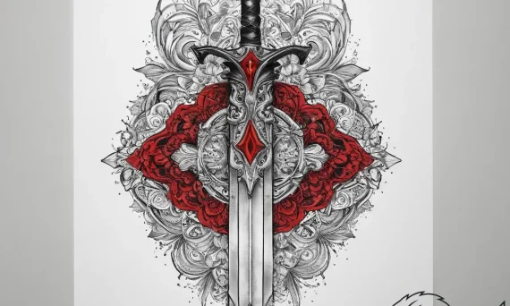 Tattoo sketch enchanted sword, ink illustrati... - tattoo sketch (№1757155370_0, 06.09.2025 10:42) — tattoovalue.net