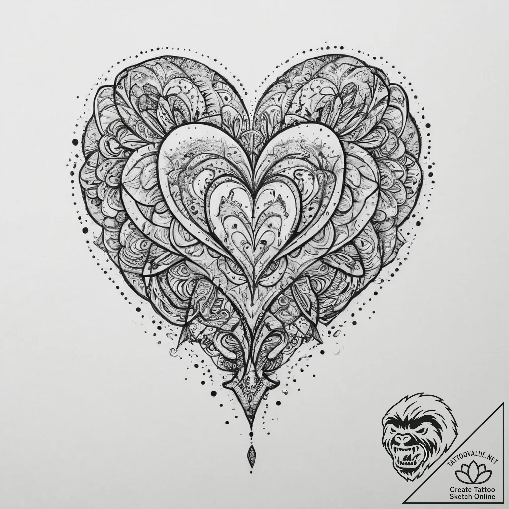 Tattoo sketch brave heart, ink illustration f... - tattoo sketch (№1757155566_0, 06.09.2025 10:46) — tattoovalue.net