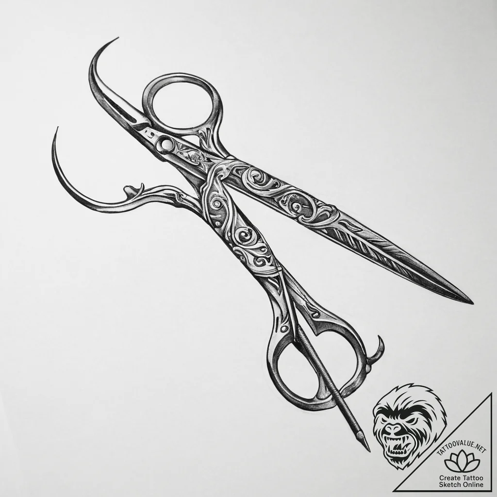 Tattoo sketch scissors - tattoo sketch (№1757156153_0, 06.09.2025 10:55) — tattoovalue.net
