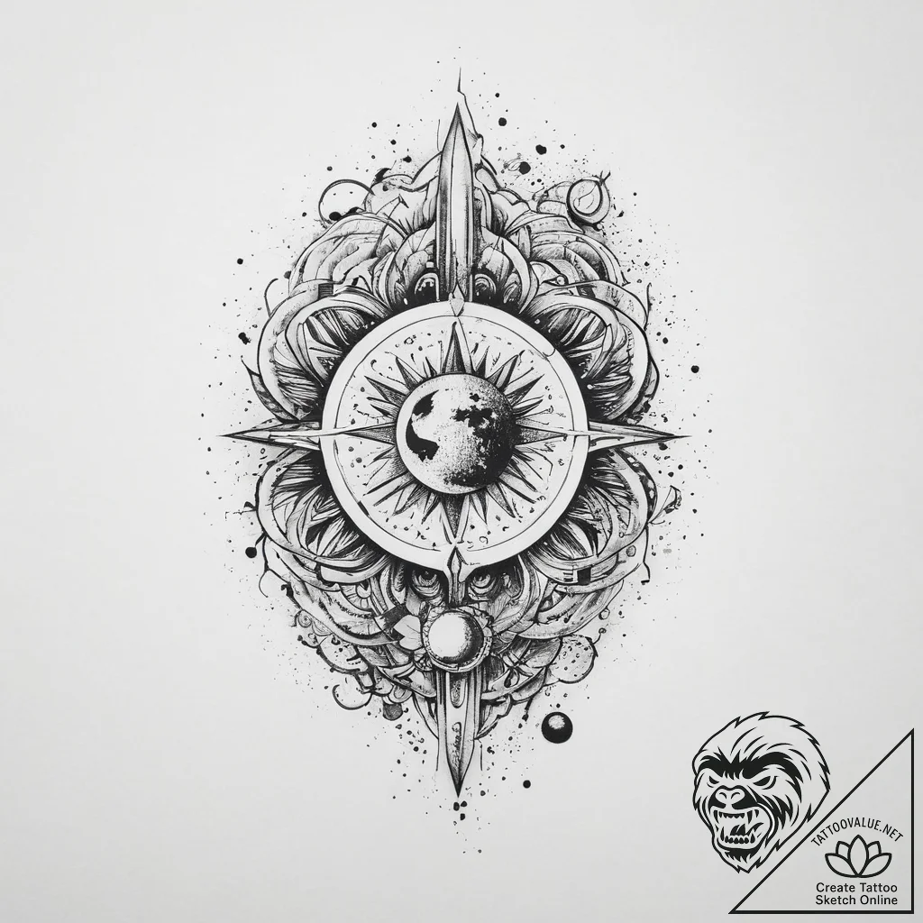 Tattoo sketch cosmic entity, concept art for... - tattoo sketch (№1757157131_0, 06.09.2025 11:12) — tattoovalue.net