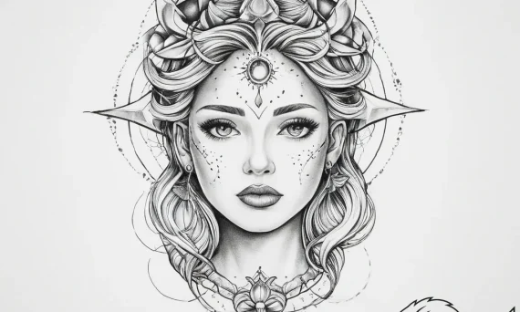 Tattoo sketch cosmic person - tattoo sketch (№1757158109_0, 06.09.2025 11:28) — tattoovalue.net