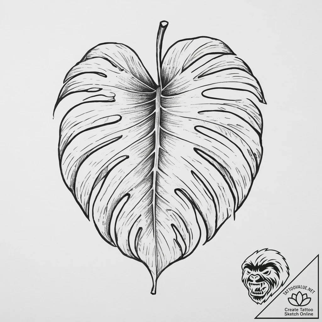 Tattoo sketch monstera leaf, concept art for... - tattoo sketch (№1757158892_0, 06.09.2025 11:41) — tattoovalue.net