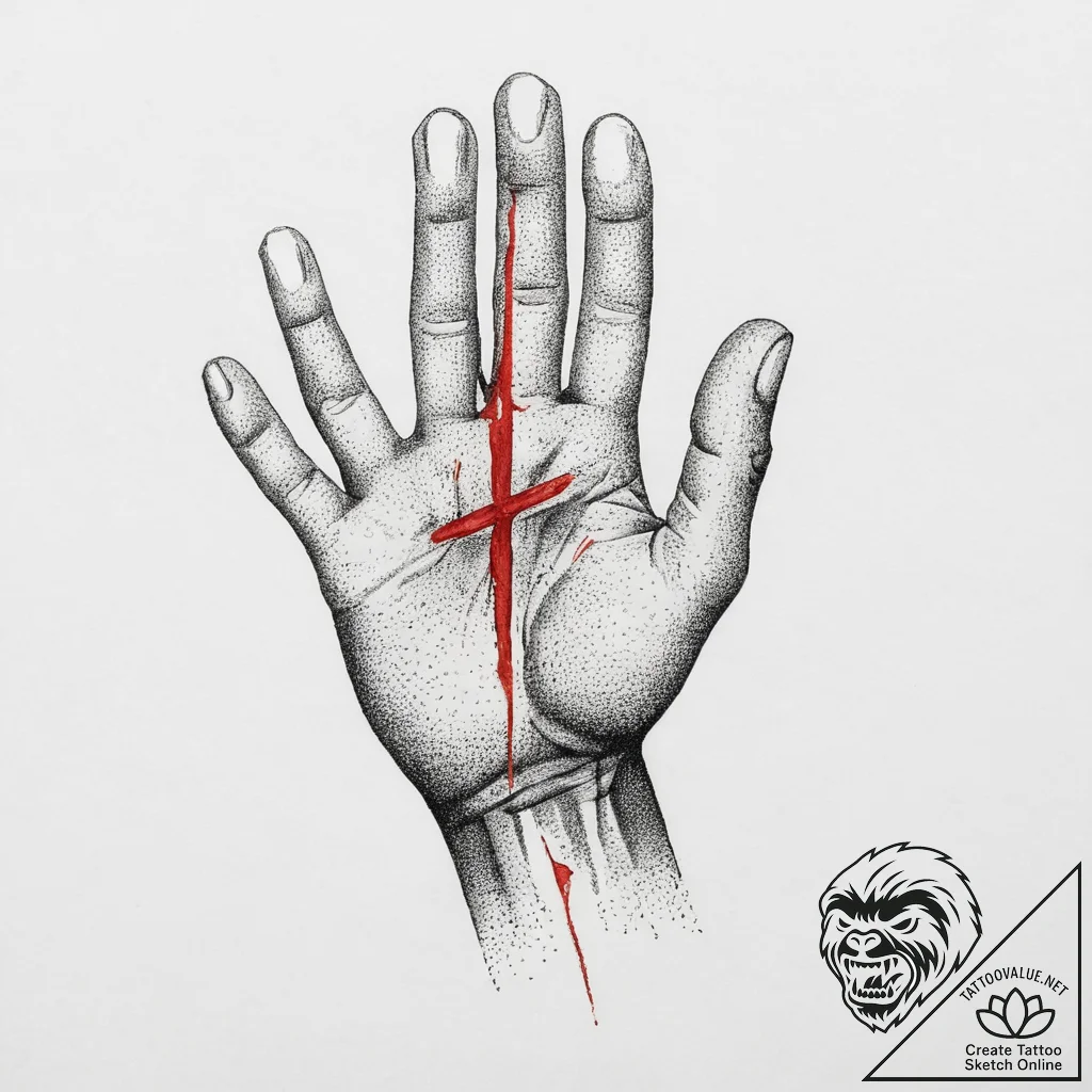 Tattoo sketch hands with a needle, tattoo fla... - tattoo sketch (№1757159869_0, 06.09.2025 11:57) — tattoovalue.net