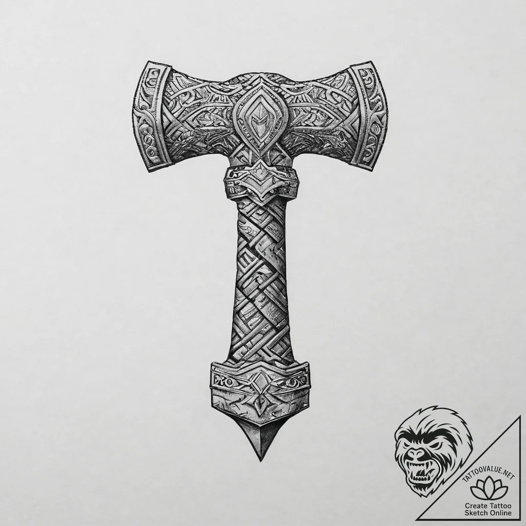 Tattoo sketch norse mjolnir hammer, tattoo li... - tattoo sketch (№1757160455_0, 06.09.2025 12:07) — tattoovalue.net