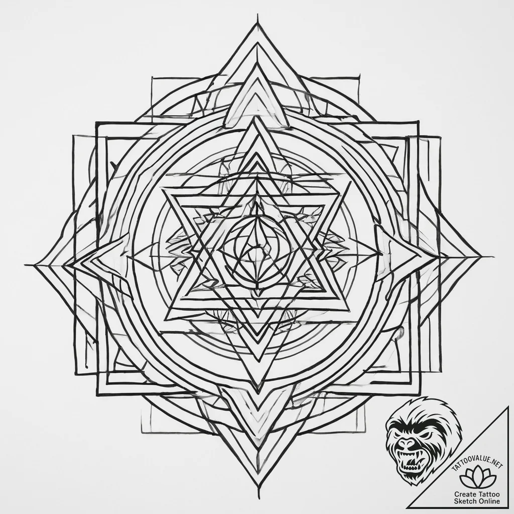 Tattoo sketch sri yantra, ink illustration fo... - tattoo sketch (№1757160844_0, 06.09.2025 12:14) — tattoovalue.net