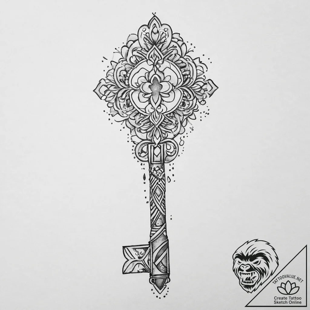 Tattoo sketch key, artistic tattoo sketch, on... - tattoo sketch (№1757161232_0, 06.09.2025 12:20) — tattoovalue.net