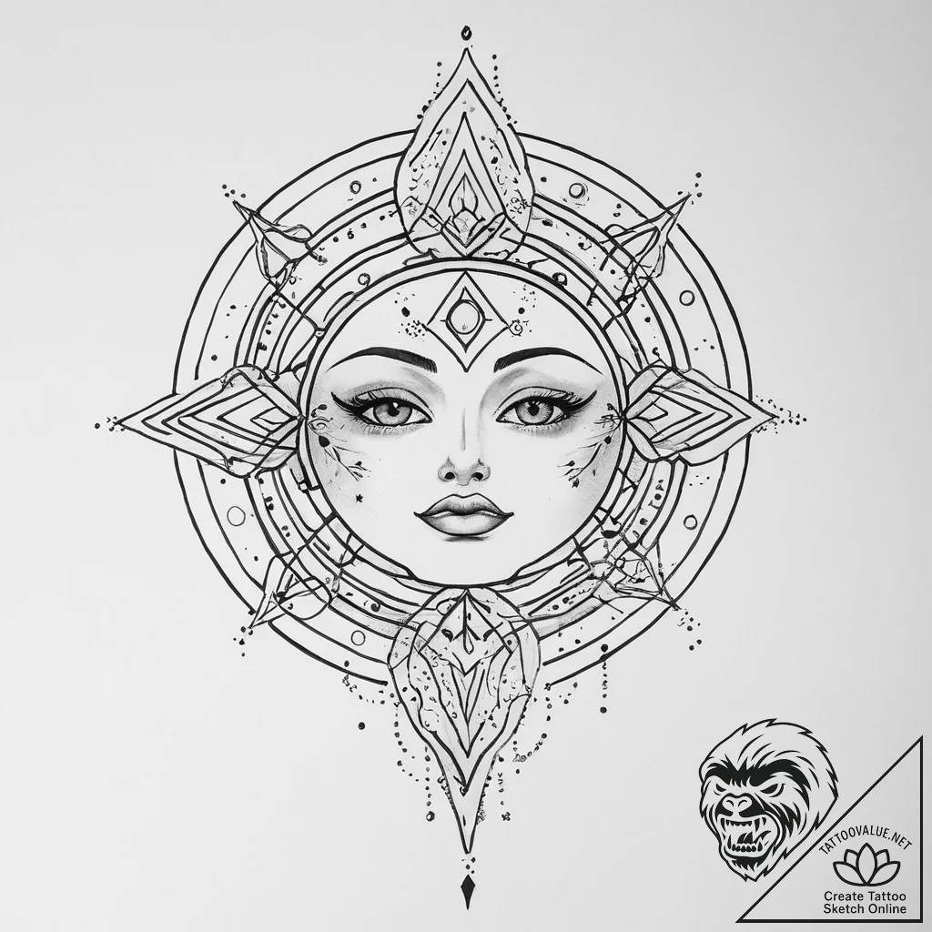 Tattoo sketch cosmic self - tattoo sketch (№1757163233_0, 06.09.2025 12:53) — tattoovalue.net