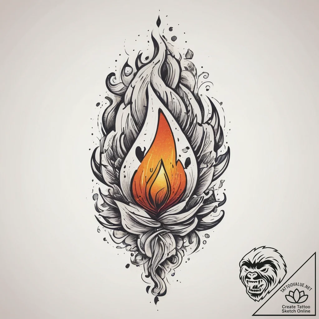 Tattoo sketch flame, ink illustration for tat... - tattoo sketch (№1757164619_0, 06.09.2025 13:16) — tattoovalue.net