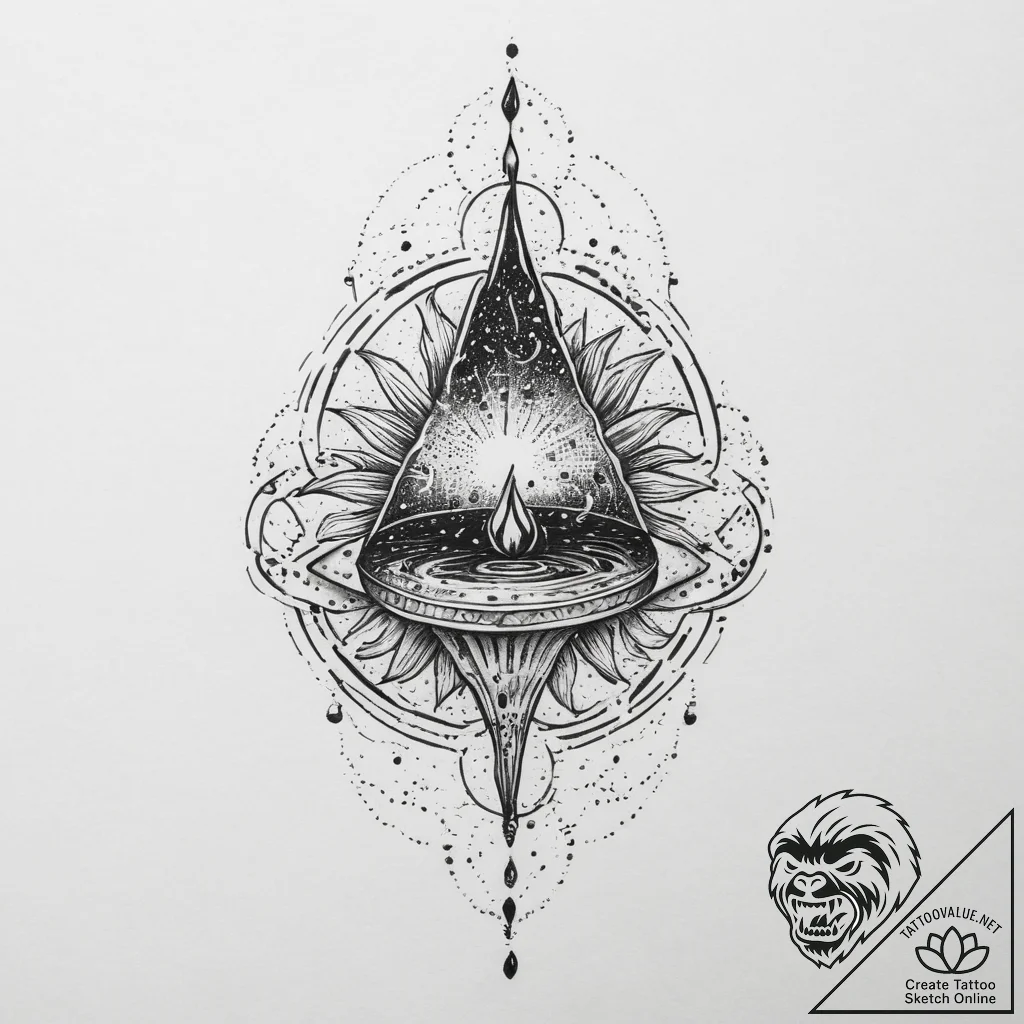 Tattoo sketch cosmic fount, artistic tattoo s... - tattoo sketch (№1757165212_0, 06.09.2025 13:26) — tattoovalue.net