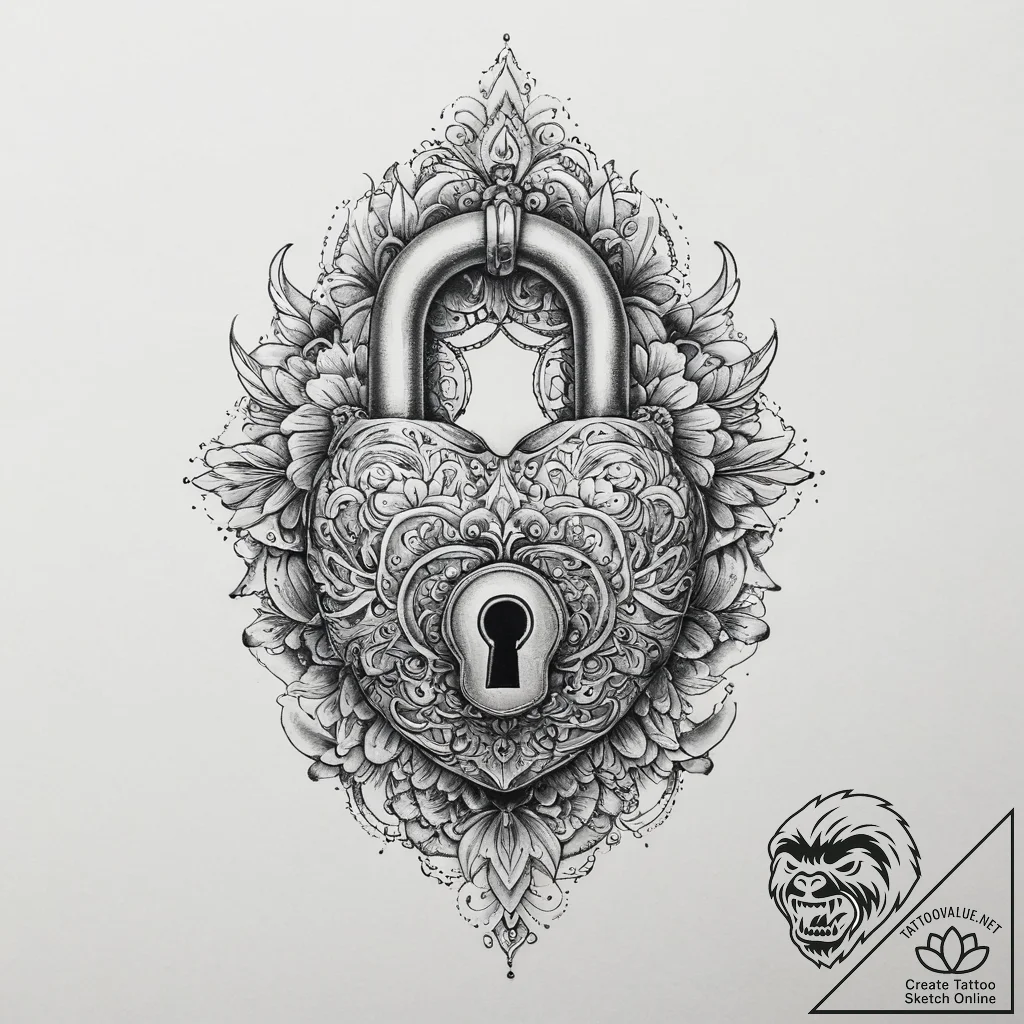 Tattoo hands with a lock, tattoo sketch desig... - tattoo sketch (№1757165821_0, 06.09.2025 13:37) — tattoovalue.net