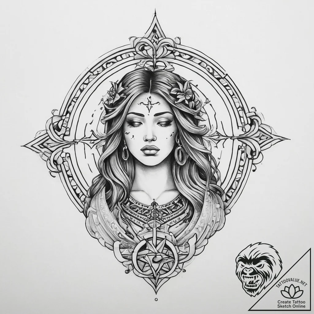 Tattoo sketch sacred scene - tattoo sketch (№1757166218_0, 06.09.2025 13:43) — tattoovalue.net