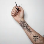 Tattoo sketch painting with an artist’s hand – tattoo sketch (№1757167213_0, 06.09.2025 14:00) — tattoovalue.net