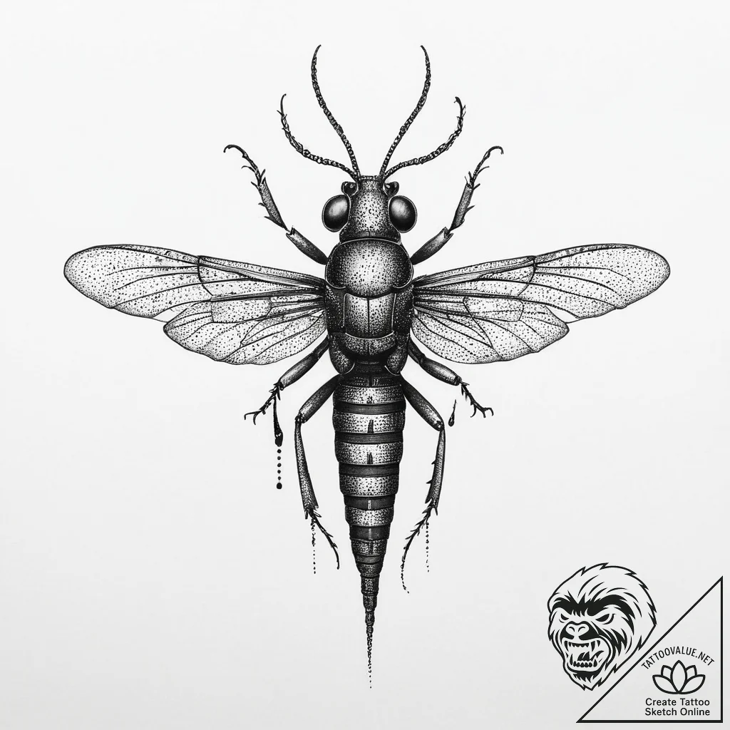 Tattoo sketch earwig, tattoo flash sheet desi... - tattoo sketch (№1757168007_0, 06.09.2025 14:13) — tattoovalue.net