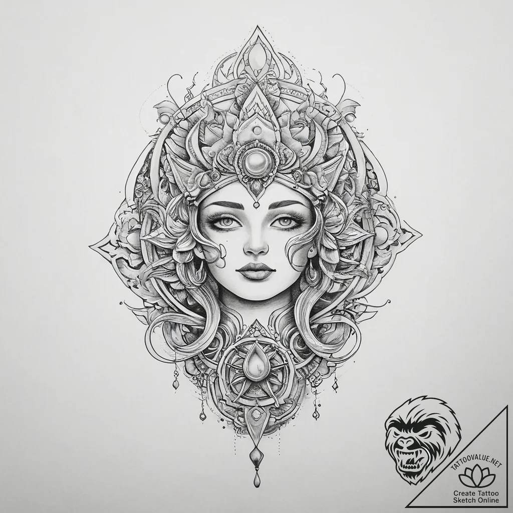 Tattoo sketch cosmic narrative, concept art f... - tattoo sketch (№1757169589_0, 06.09.2025 14:39) — tattoovalue.net