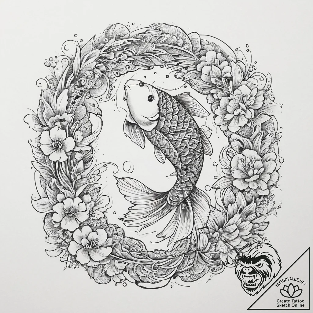 Tattoo sketch irezumi карп кои, tattoo flash... - tattoo sketch (№1757169982_0, 06.09.2025 14:46) — tattoovalue.net