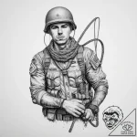 Tattoo sketch soldier with a rope, artistic t… – tattoo sketch (№1757170984_0, 06.09.2025 15:03) — tattoovalue.net