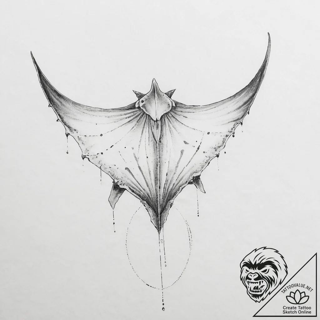Tattoo sketch manta ray - tattoo sketch (№1757171186_0, 06.09.2025 15:06) — tattoovalue.net
