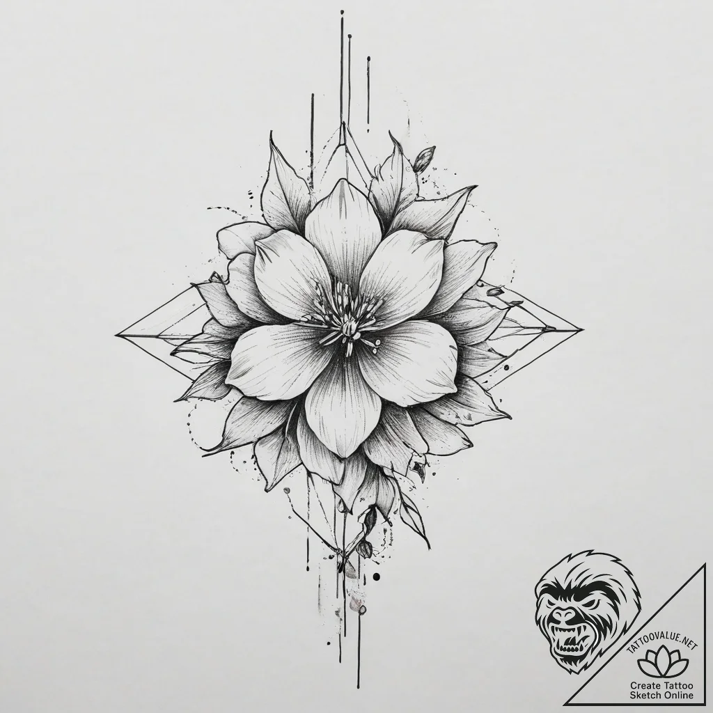 Tattoo sketch linework и watercolor цветок, a... - tattoo sketch (№1757174176_0, 06.09.2025 15:56) — tattoovalue.net