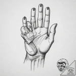 Tattoo sketch hands with a brush, tattoo line… – tattoo sketch (№1757175366_0, 06.09.2025 16:16) — tattoovalue.net