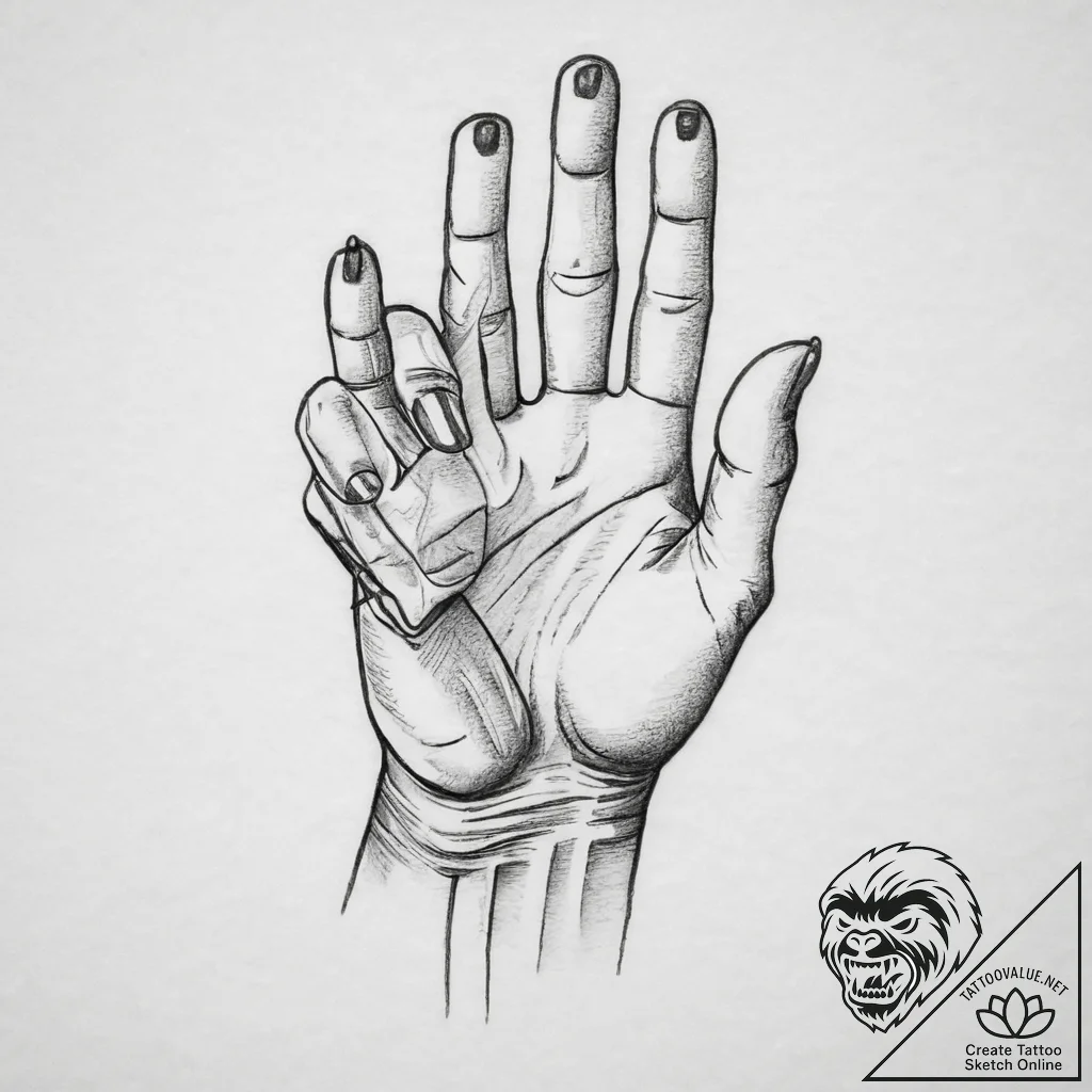 Tattoo sketch hands with a brush, tattoo line... - tattoo sketch (№1757175366_0, 06.09.2025 16:16) — tattoovalue.net