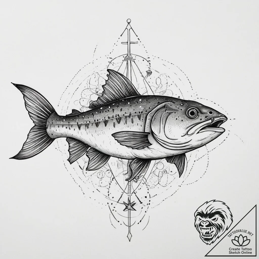 Tattoo sketch flathead catfish, tattoo sketch... - tattoo sketch (№1757175960_0, 06.09.2025 16:26) — tattoovalue.net