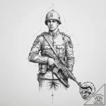 Tattoo sketch soldier with a scroll, ink illu… – tattoo sketch (№1757176360_0, 06.09.2025 16:32) — tattoovalue.net