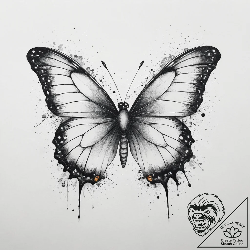 Tattoo sketch butterfly girl tattoo, artistic... - tattoo sketch (№1757178963_0, 06.09.2025 17:16) — tattoovalue.net