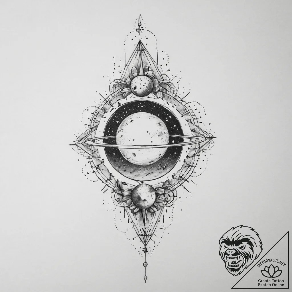 Tattoo sketch cosmic story, tattoo line art,... - tattoo sketch (№1757180361_0, 06.09.2025 17:39) — tattoovalue.net